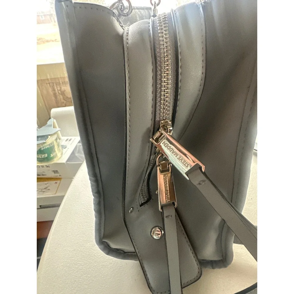 Steve‎ Madden Monogram  Bjeanee Crossbody Bag Blue Grey Silver Hardware
